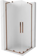 Mexen Velar L Duo, sprchový kút s posuvnými dverami 80 x 80 cm, 8mm sklo námraza, ružové zlato, 871-080-080-02-33-60