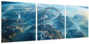 Obraz - Pohľad z vesmíru (s hodinami) (90x30 cm)