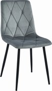 AKCIA Sivá zamatová jedálenská stolička LIBRA s čiernymi nohami II. akosť