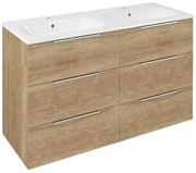 Sapho Sapho, CIRASA umývadlová skrinka s dvojitým umývadlom 121x77x46cm, 3x zásuvka, dub alabama, CR121-2222-31