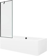 Mexen Cube obdĺžniková vaňa 180 x 80 cm s obkladom a 1-krídlovou sprchovou zástenou 70 cm, Čierny vzor - 550518080X9507007070