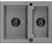 Mexen Carlos granitový 1,5-komorový drez 582 x 475 mm, Šedá, Sifón Čierna - 6518581500-71-B