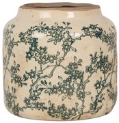 Keramický obal na kvetináč so zelenými kvietkami Gian M - Ø 16*15 cm