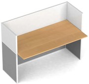 Kancelársky písací stôl PRIMO s paravánmi, magnetická tabuľa, 1 miesto, sivá/buk