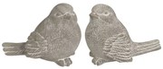Záhradná figúrka z cementu Bird Couple, sada 2ks, 10x13 cm, sivá