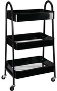 Storage Solutions Kuchynský kovový vozík 3 poschodia 44 x 31,5 x 79,5 cm, čierna