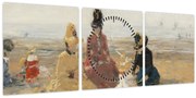 Obraz - Eugène Boudin, On the Beach, Trouville, reprodukcia (s hodinami) (90x30 cm)