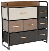 Komoda s látkovými boxami Hazel Typ 3 - čierna / béžová / hnedá