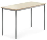 Stôl SONITUS, 1200x600x760 mm, HPL - breza, strieborná