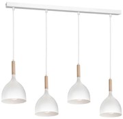Luster na lanku NOAK WOOD 4xE27/15W/230V biela/buk