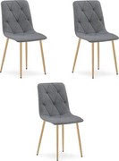 Set troch jedálenských stoličiek LIBRA tmavosivé / hnedé nohy (3 ks)