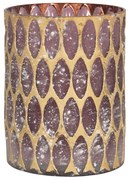 Fialový sklenený svietnik so zlatou patinou - Ø 11 * 15 cm