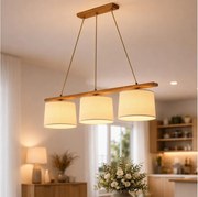 Luster na lanku AIDA 3xE27/15W/230V pr. 25 cm dub/rafia