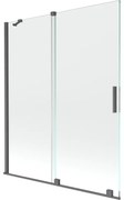 Mexen Velar, 2-krídlová posuvná vaňová zástena 140 x 150 cm, 8mm číre sklo, grafitový matný profil, 896-140-000-01-66