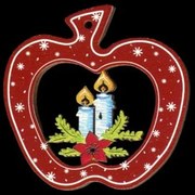 AMADEA Drevená ozdoba farebná jablko so sviečkami 6 cm