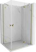 Mexen Mist-H Duo, 2-krídlový výklopný sprchový kút 70 x 75 cm, číre sklo, zlatý lesklý profil, 8A5-070L-075P-50-00