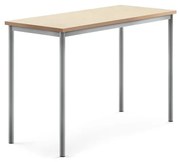 Stôl SONITUS, 1400x600x900 mm, linoleum - béžová, strieborná