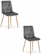 Set dvoch jedálenských stoličiek LIBRA  zamatové tmavosivé / drevené nohy (2 ks)