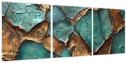 Obraz - Zeleno-zlatá maľba (s hodinami) (90x30 cm)