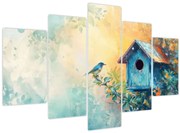 Obraz - Vtáčia búdka, akvarel (150x105 cm)