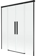 Mexen Rox, 2-krídlová posuvná vaňová zástena 140 x 150 cm, 8mm číre sklo, čierny matný profil, 8C9-140-002-70-00