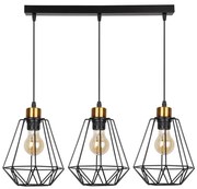 Luster na lanku PRIMO 3xE27/60W/230V čierna/zlatá