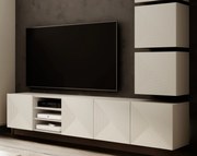 Závesná TV skrinka Asha 200 cm s drážkovanými dvierkami - kašmírová