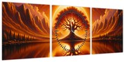 Obraz – Strom v krvavom slnku (s hodinami) (90x30 cm)