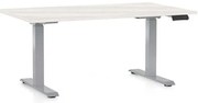 Výškovo nastaviteľný stôl OfficeTech D, 120 x 80 cm, sivá podnož, biely jaseň
