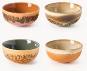 Ručne vyrobené misky na dipy's reaktívnou glazúrou 70's, 4 ks