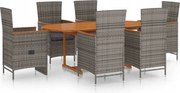 vidaXL 7-dielna sada záhradného nábytku, polyratan, šedá