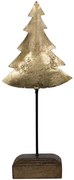 Dekorácia zlatý antik kovový stromček na drevenom podstavci - 14*10*35cm