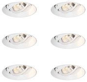 Sada 6 moderných zapustených bodových svetiel biela GU10 AR70 okrúhla bezrámová - Oneon