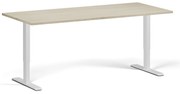 Výškovo nastaviteľný stôl, 180x80 cm, 2 motory, biela podnož, dub prírodný