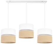 Závesné svietidlo Juta, 3x jutové/biele textilné tienidlo, w
