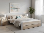 Posteľ IKAROS DOUBLE 120 x 200 cm, dub sonoma/sivá Rošt: Bez roštu, Matrac: Bez matraca