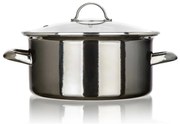 Banquet Hrniec smaltovaný METALLIC Black 22 cm, 3,75 l, s pokrievkou, 22 cm