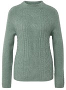 Pulóver z hrubého úpletu s vrkočovým vzorom, šalviový