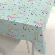 Biante Detský bavlnený obdĺžnikový obrus Sandra SA-522 Mesačná obloha na mintovom 50x100 cm