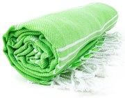 The One Towelling Plážová osuška Hamam Sultan - Limetkovo zelená / biela | 100 x 180 cm
