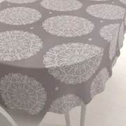 Biante Bavlnený oválny obrus Sandra SA-547 Krémové mandaly na béžovosivom 50x100 cm