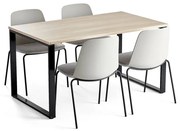 Zostava: stôl QBUS + 4 konferenčné stoličky Langford, šedá
