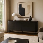Dizajnová komoda Lulea v elegantnej čiernej 200cm