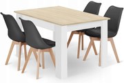 Jedálenský set 1 + 4, stôl MADO 120x80 biely + stoličky BALI MARK čierne