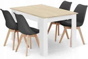Jedálenský set 1 + 4, stôl MADO 120x80 biely + stoličky BALI MARK čierne