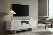 Luxusný TV stolík LUNA 150cm Biely matný & Keramika Mramor