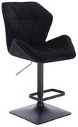 LuxuryForm DESIGN Barová stolička MILANO MAX VELUR na čiernej hranatej podstave - čierna