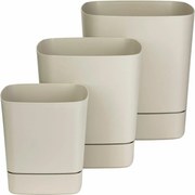 Sada 3 ks květináčů s podmiskou Cubi béžová