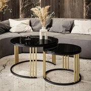 OKRÚHLY KONFERENČNÝ STOLÍK 2v1 LEONARDO 2 ČIERNY LESK / ZLATÝ / BLACK