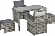 Outsunny Poly Rattan Sada Záhradného Nábytku s Vankúšmi 5 ks, Šedá | Aosom